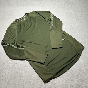 Under Armour Long Sleeve Shirt Pullover Fitted‎ Running Mens Medium Green